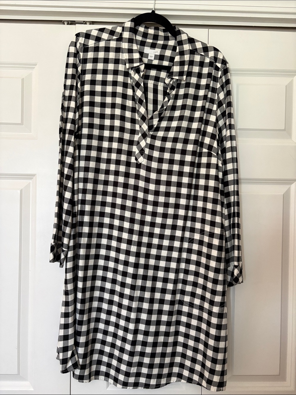 J. Jill Black and White Gingham Mini Dress